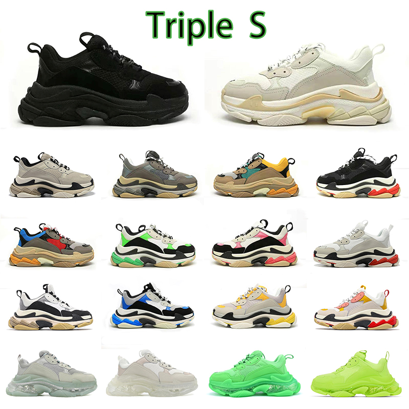 

Triple S Casual Shoes Platform Sneakers Black White Beige Dark Grey Orange Khaki Rust Pink Bred Light Tan Jogging Walking Designer Men Women