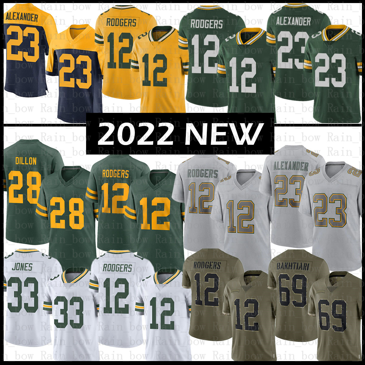 

Aaron Rodgers Packer Football Jersey Jones Romeo Doubs AJ Dillon Quay Walker Jaire Alexander Randall Cobb Eric Stokes Allen Lazard Bakhtiari Christian Watson Wyatt, Mens jersey(bzg)