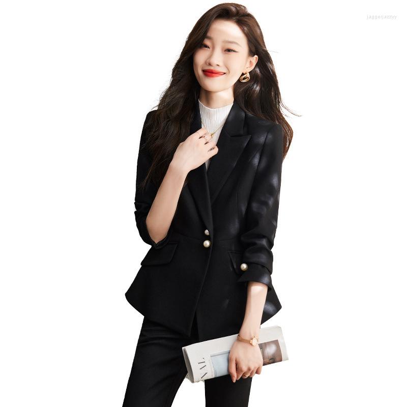 

Women' Two Piece Pants 2022 Autumn Winter Women Formal Business Suits With And Jackets Coat Female Blazers OL Styles Ladies Novelty, Back pantsuits
