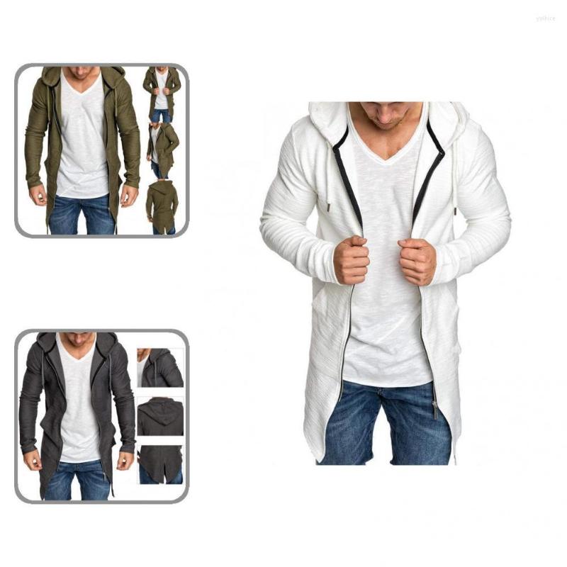 

Men's Down Warm Solid Color Longline Zipper Hoodies For Work Hoodie Cardigan, Black