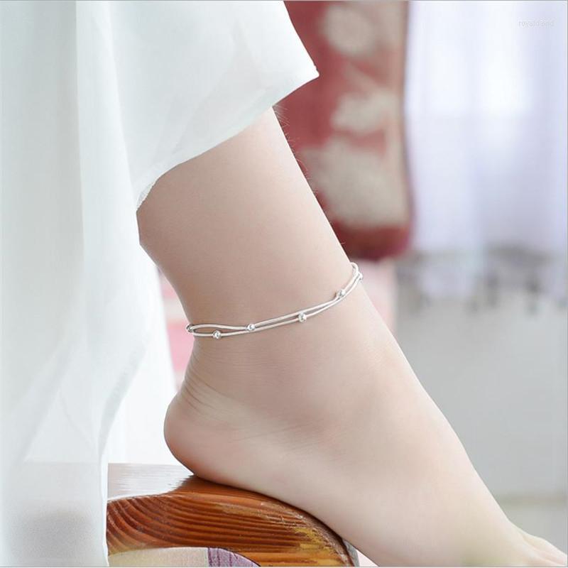 

Anklets Everoyal Trendy 925 Sterling Silver For Women Jewelry Cute Double Layer Link Chain Bracelets Girl Birthday Accessories