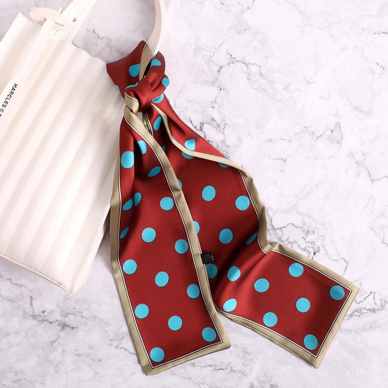 

Scarves 2022 Fashion Silk Skinny Scarf Women Hair Neck Scarfs Designer Dot Print Lady Hand Bag Ribbons Tie Female Headband