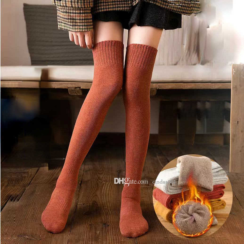 

Knee Socks Women's Autumn And Winter JK High Tube Calf Stockings Thickened Terry Warm Stockings Children's Tide, Jiang huang