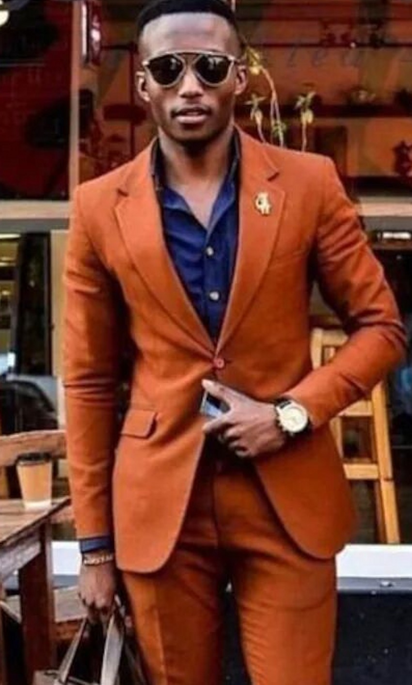 

Fashion Caramel Men Wedding Tuxedos Groom Wear Notch Lapel Slim Fit Men Blazer Prom Dinner Dress Formal clothing Custom Made, Same as image