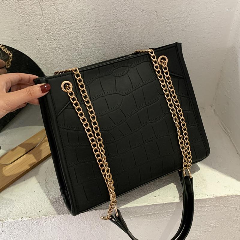 

Evening Bags Women Fashion Leather Shoulder Bag Large Capacity Luxury Female Handbags Zipper Chain Crocodile Print Desinger Crossbody Totes, White