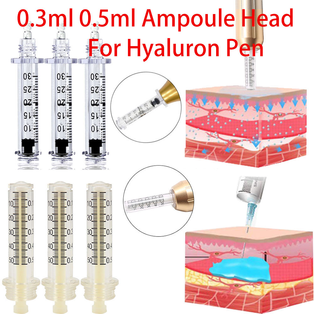 

0.3ml 0.5ml Ampoule Head for Mesotherapy Gun Hyaluron Pen Adapter Face Lip Injection Removal Wrinkle&Lips Lifting&Skin Rejuvenation&Celluite Reduction