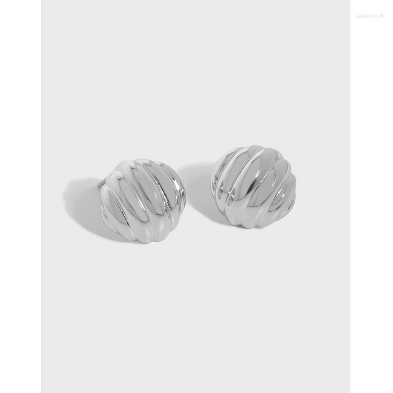 

Hoop Earrings SHANICE Korean Ins Niche Design Sense Minimalist Wild Geometric Round Striped Surface Texture S925 Sterling Silver Fema