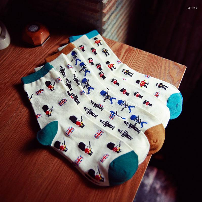 

Men's Socks Korean Novelty Men's Cartoon Long Men British Soldier Casual Sock Hip Hop Male Cotton, 03