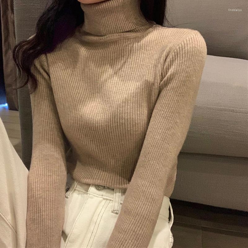 

Women's Sweaters Lucyever Turtleneck Women's Sweater Pullover High Elastic Long Sleeve Basic Knitted Jumper Simple Solid Color Knitwear, Green