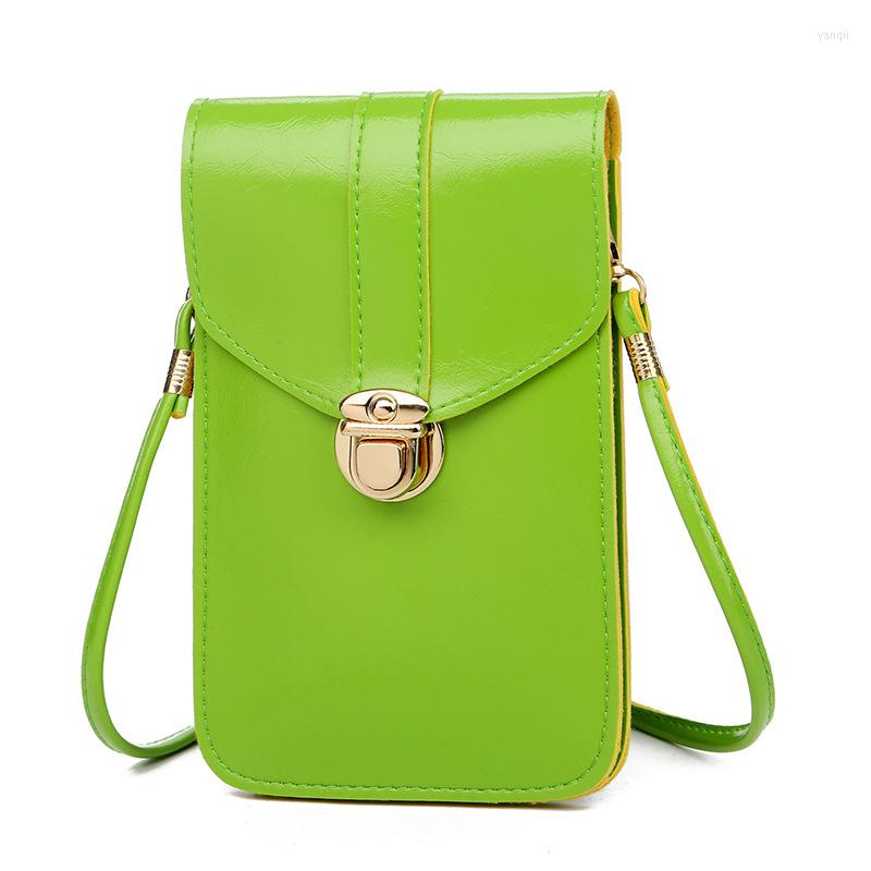 

Evening Bags Women Fashion Candy Color Crossbody Mobile Phone Female Korean Casual Small Shoulder Bag Vertical Coin Purse Black Pouch, Green