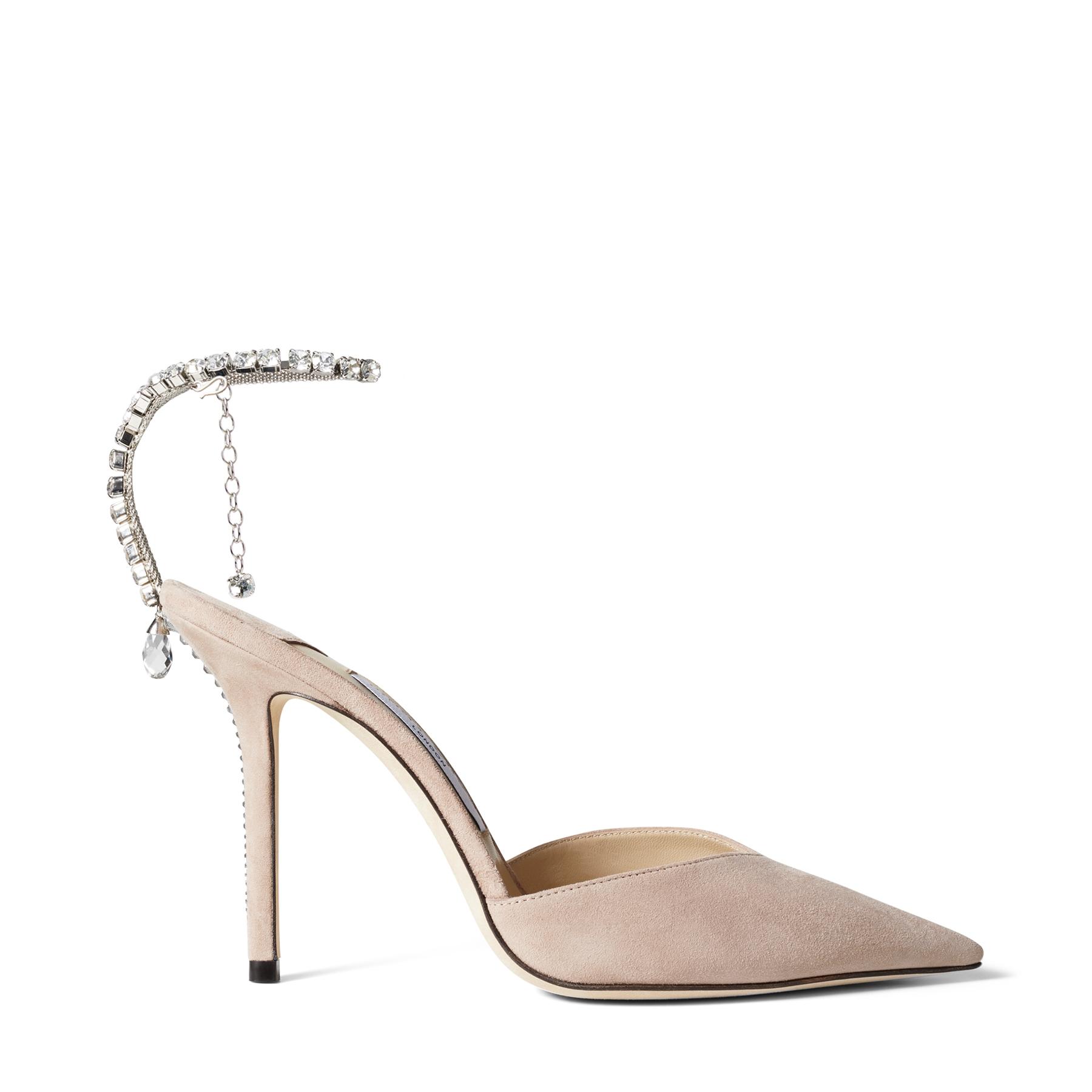 

Dress Shoes Banquet Wedding SAEDA 100 Crystal Embellishment Black Suede Bing 100 High Heels