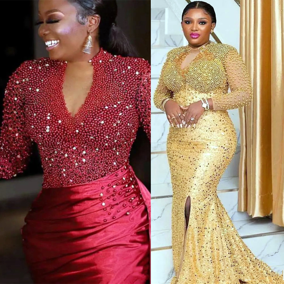 

2022 Arabic Aso Ebi Luxurious Mermaid Prom Dresses Pearls Crystals Evening Formal Party Second Reception Birthday Engagement Gowns Dress ZJ187, Purple
