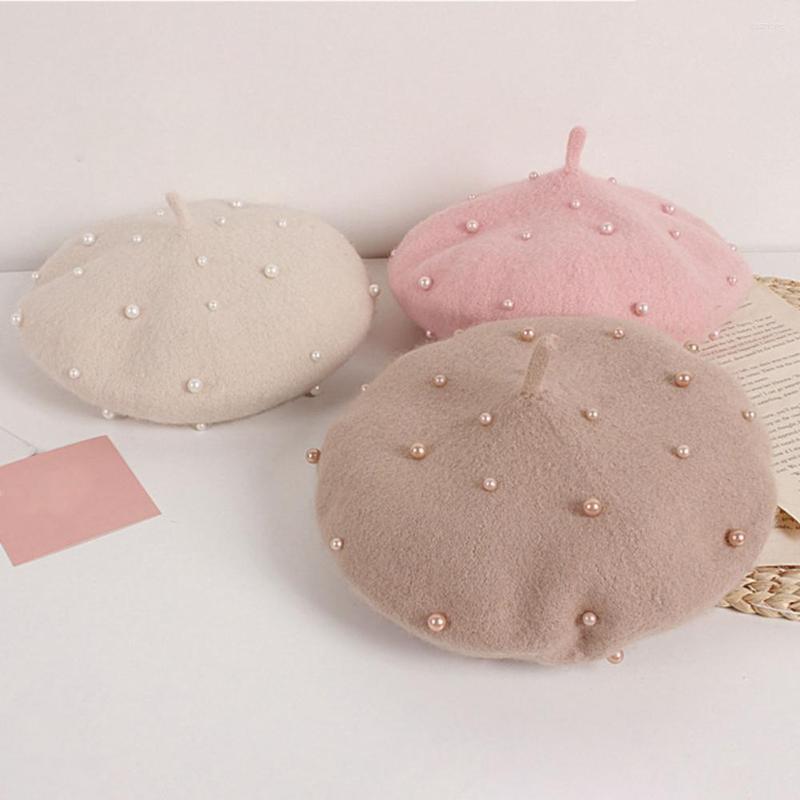 

Hats Caps Cute Firm Stitching Winter Kids Beanie Soft Imitation Pearl Decoration For Toddler, Grey