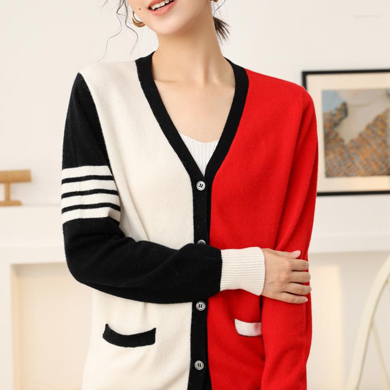 

Women' Knits Mink Velvet Sweater Women' Fall/Winter Style V-Neck Blouse Keeps Warm Commuter Knit Bottoming Cardigan Hitting Color, Red