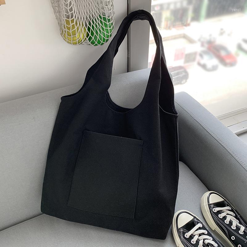 

Evening Bags Casual Canvas Shoulder For Women Simple Style Large Capacity Handbag Totes Female Shopping Pack Travel Bag Big Size, Black