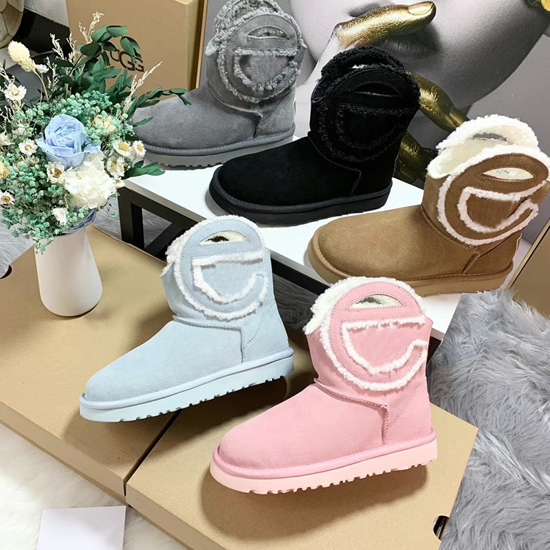 

casual shoes uu girl Winter Snow designer booties booties leather Black Grey Brown Pink Fashion Classic Over the knee luxury boots furry hairy Boots