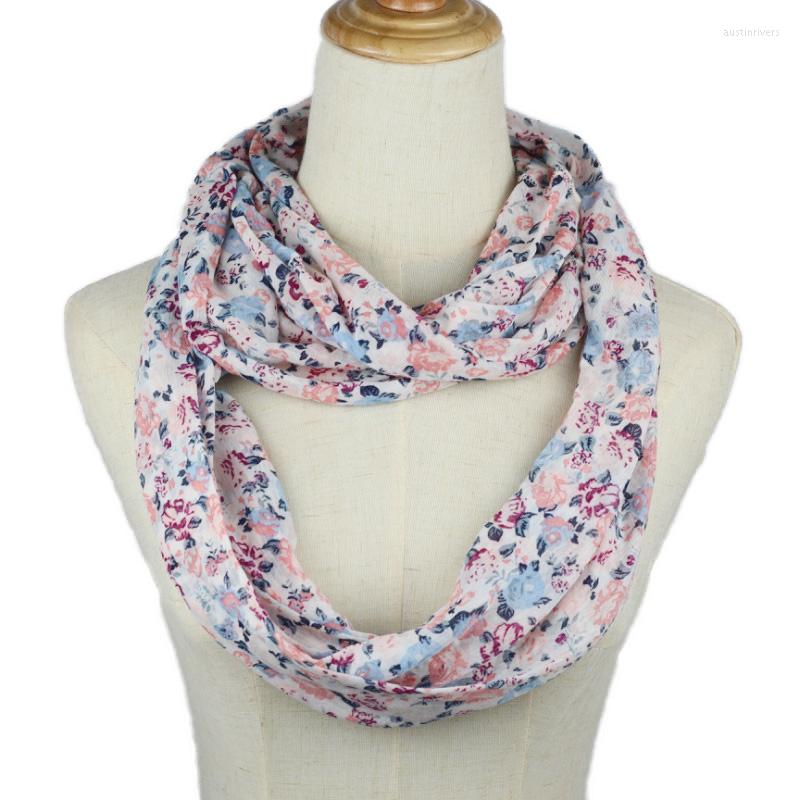 

Scarves 2022 Spring Fashion Women Pink Flower Ring Scarf Infinity Loop Neckerchief Echarpe Foulard Snood O Size 160 50cm