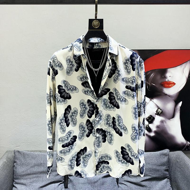 

Men's Casual Shirts Cv864 Fashion Men's 2022 Runway Luxury European Design Party Style Clothing, Beige