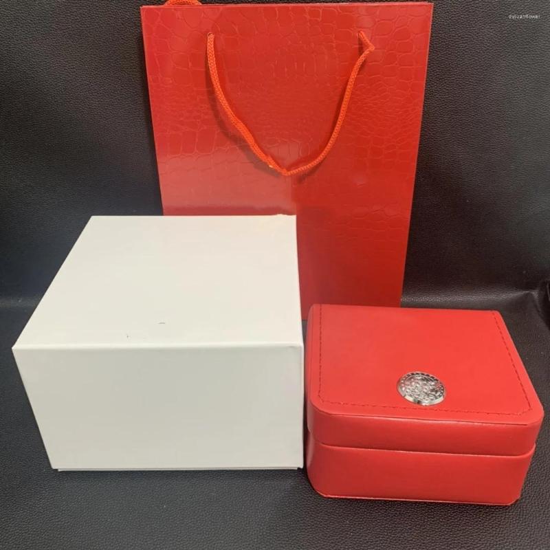 

Watch Boxes Luxury Square Red Booklet Card Tags And Papers In English Watches Box Original Inner Outer Men Wristwatch