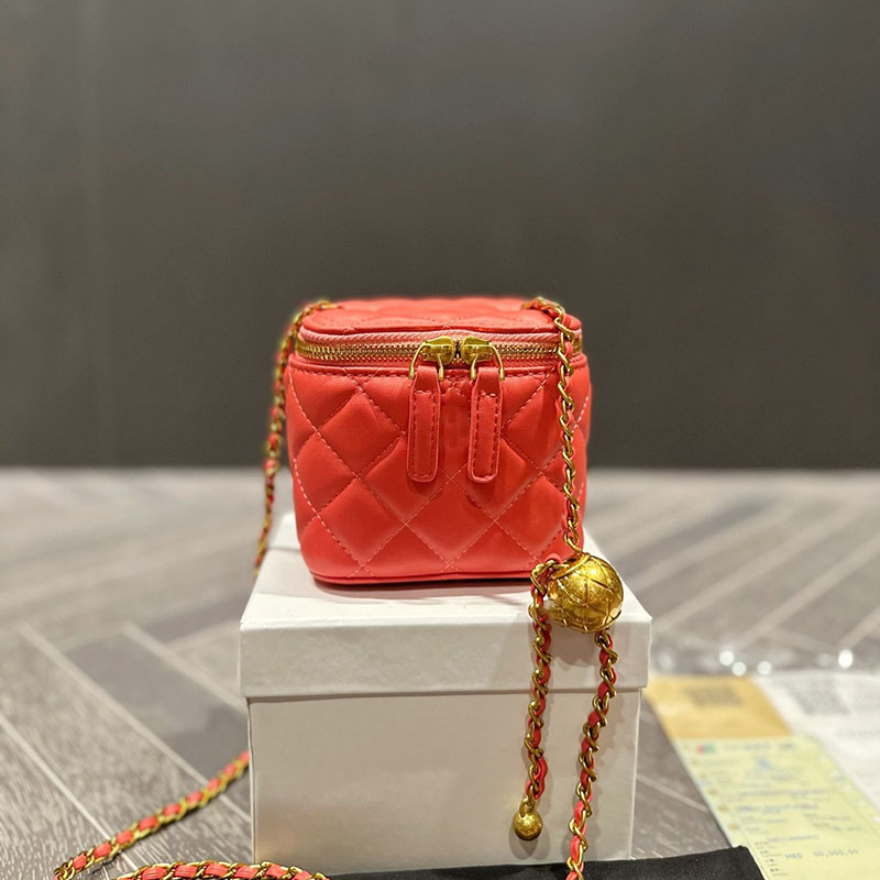 

Mini Women Trunk Classic Cosmetic Bag Fashion Diamond Lattice Calfskin Leather Quilted Luxury Designer Crossbody Handbags Suitcase Sacoche Birkin Multi Pochette, Black