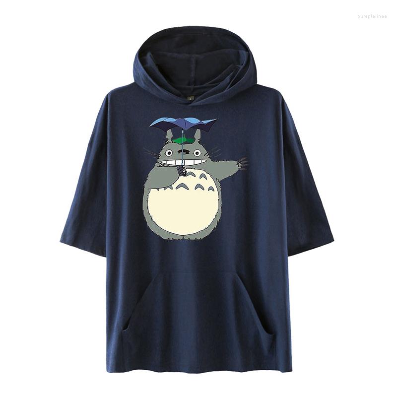 

Men's Hoodies Kawaii Totoro Cartoon Pullover Fashion Men Women Hoodie Hoody Tops Pocket Short Sleeve Unisex Hooded Sweatshirts Clothes