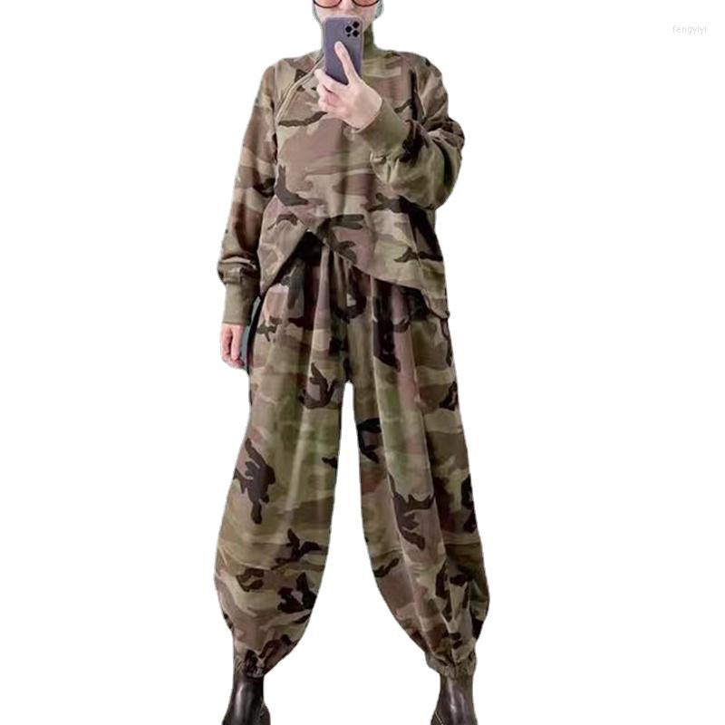 

Women's Two Piece Pants 4XL Woman Tracksuit Turtleneck Sweatshirt Camouflage Suit Female 2022 Autumn Casual Long Sleeve Pullover Sports Set, Camouflage 2pcs set
