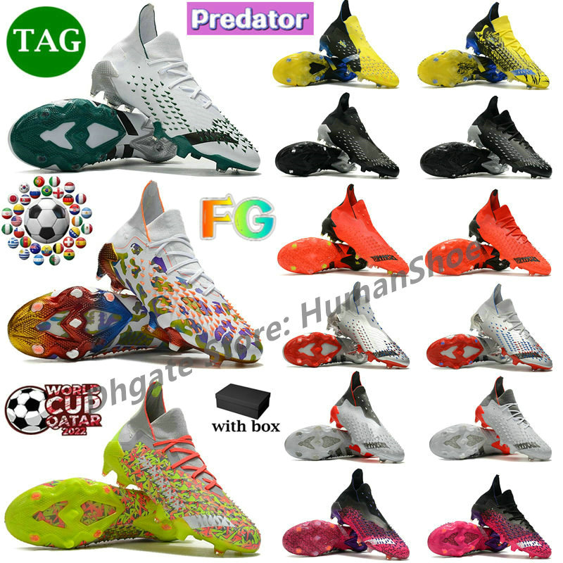 

Football Shoe Mens Sports Shoes Cleated Boot Mc Cartney Predator Freak FG Demonskin Leopard Earth Explorer White Solar Red Freak.1 2022 World Cup Boots Numbersup, Color no. 017