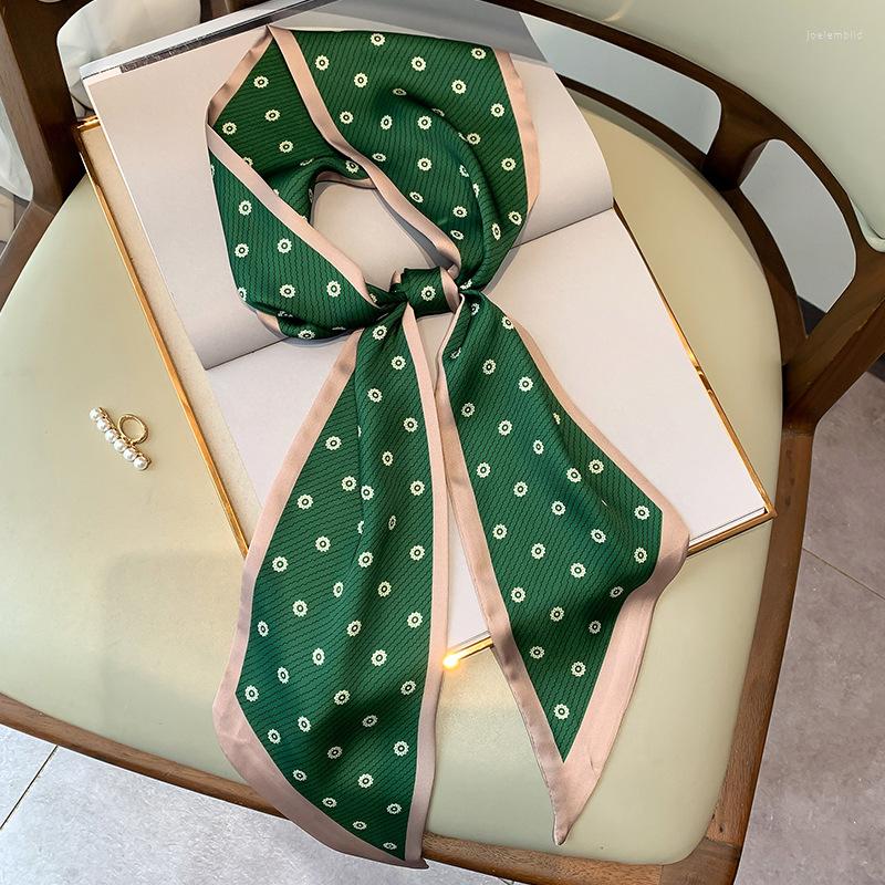 

Scarves Silk Scarf Ribbon 15 150cm Women Head Hijab Dot Print Lady Bag Foulard Bandana Hair Fashion Female Skinny