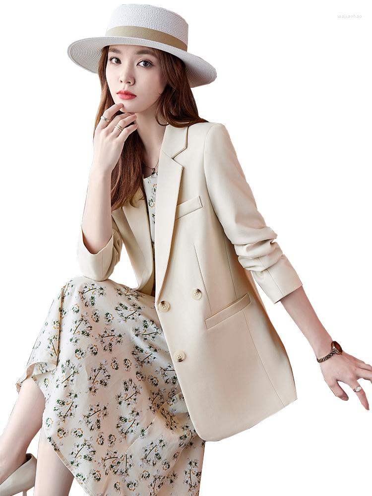

Women' Suits Fashion Female Women Formal Work Wear Blazer Ladies Beige Coffee Black Solid Long Sleeve Button Decoration Jacket Coat, Black blazer