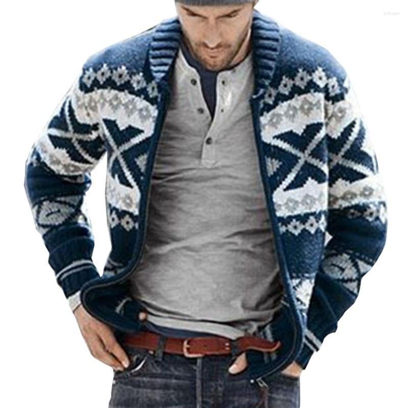 

Men's Sweaters Autumn Winter Men Jackets Mens Knitted Sweater Turn-down Collar Coat Thick Casual Cardigan, Blue