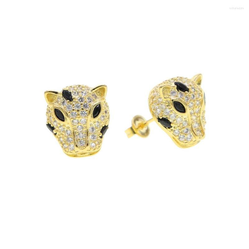 

Stud Earrings 2022 Design Micro Pave White Black Cubic Zirconia Cz Cool Leopard Animal Earring Fashion
