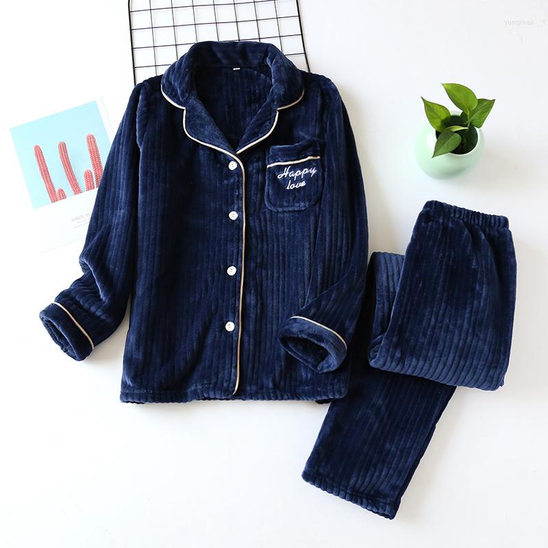 

Men's Sleepwear Autumn And Winter Couples Coral Fleece Loose Leisure Pajamas Thick Long Sleeve Pajama Home Clothes Loungewear, Women brown