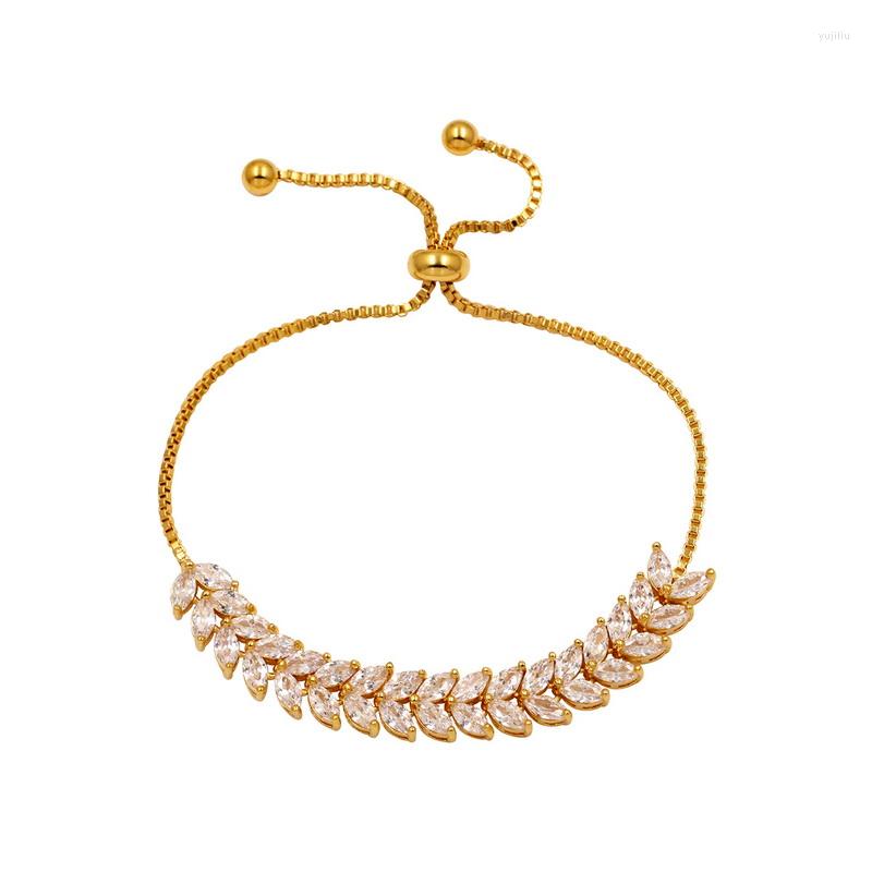 

Link Bracelets WEIMANJINGDIAN Brand Marquise Cut Leaf Cubic Zirconia CZ Crystal Tennis For Women Or Wedding Bride Bridesmaid