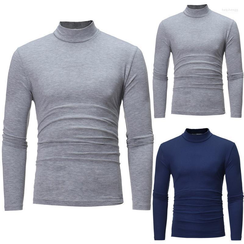 

Men's Sweaters Men's Fashion Autumn Winter Pure Color Cotton Turtleneck Long Sleeve T-shirt Slim Casual Pullovers Basic Tops Camiseta, Ny