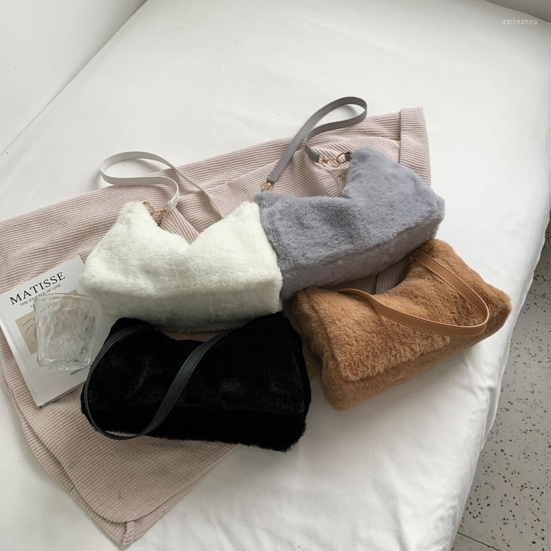 

Evening Bags Fashion Exquisite Shopping Bag Retro Casual Women Totes Shoulder Female Solid Color Plush Handbag For, Black
