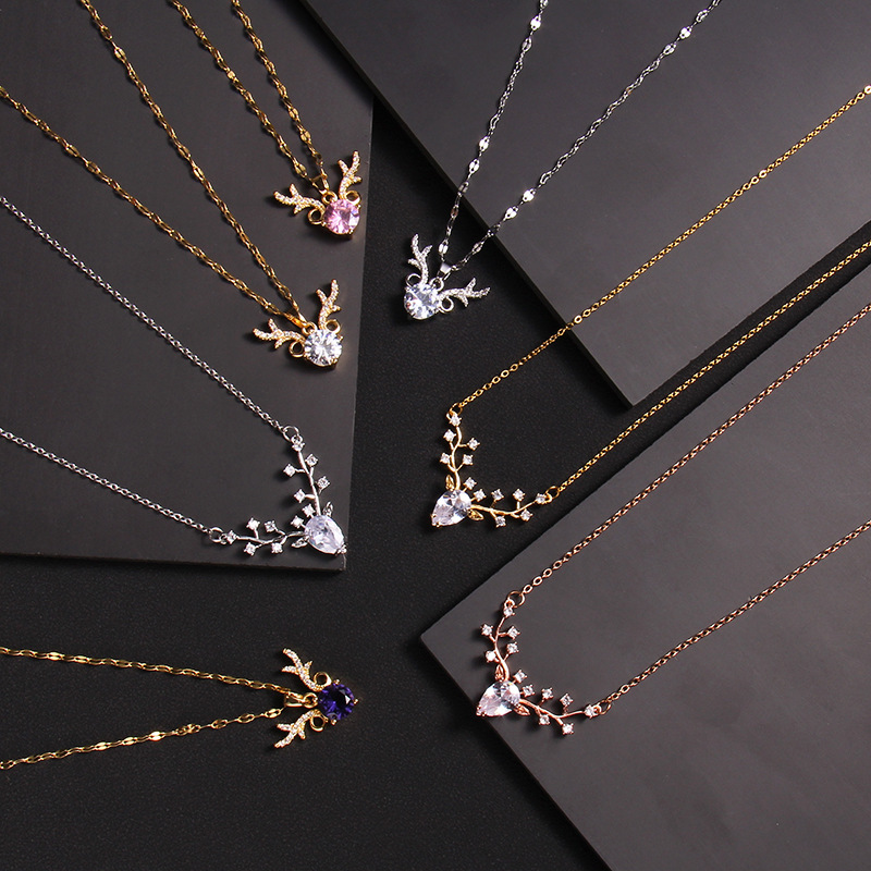 

Pendant Necklaces Luxury Necklace Deer Designers Jewelry Colored Diamonds Women Fashion Titanium Steel Gold-Plated Never Fade Not Allergic; Store/21621802