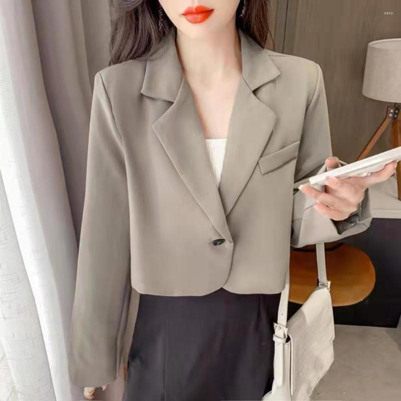 

Women' Suits Stylish Blazer Coat Anti-Pilling Single Button Lapel Navel Exposed Suit Jacket Lightweight Cropped For Daily Life, Black