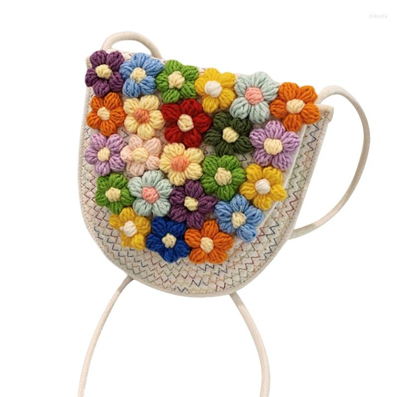 

Evening Bags Women Woven Shoulder Bag Large Capacity Magnetic Buckle Flower Crossbody For Casual Daily, Blue