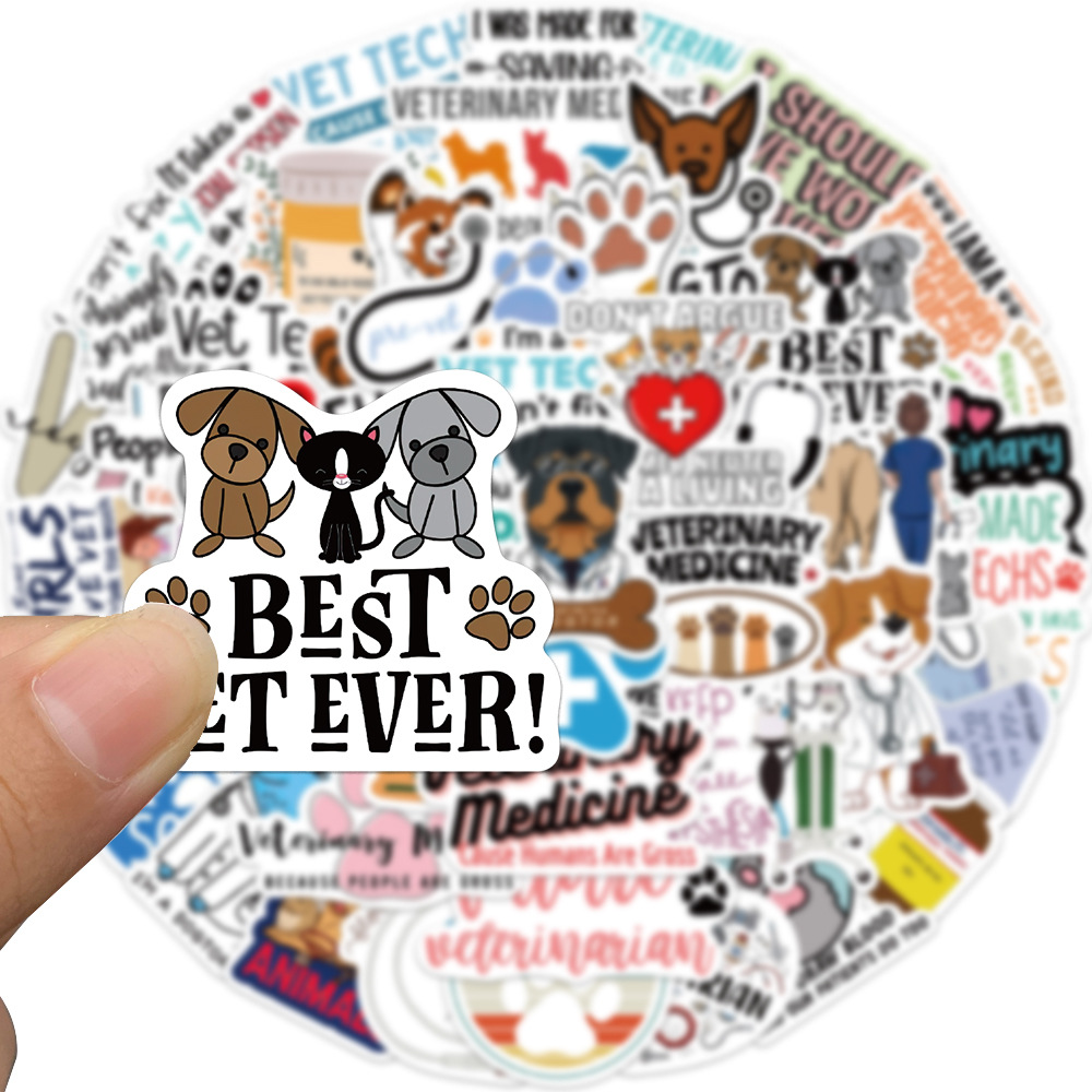 

50Pcs Cartoon Veterinarian Stickers Non-Random For Car Bike Luggage Sticker Laptop Skateboard Motor Water Bottle Snowboard wall Decals Kids Gifts, Multi-color