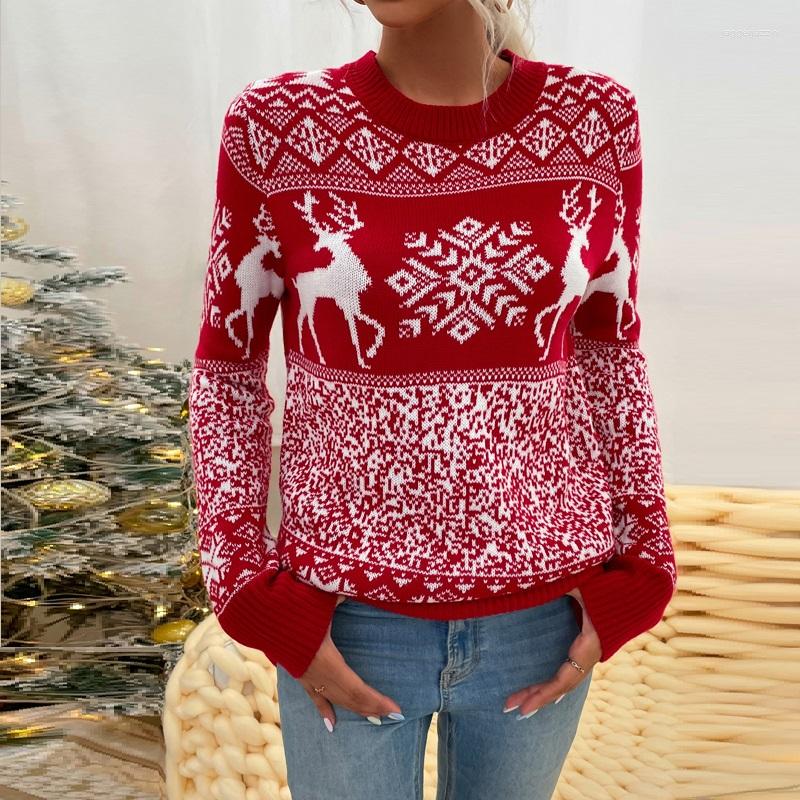 

Women' Sweaters Christmas Deer Knitted Sweater Female 2022 Autumn Winter Loose Outwear Thickened Pullover Women Year Jersey Pullovers