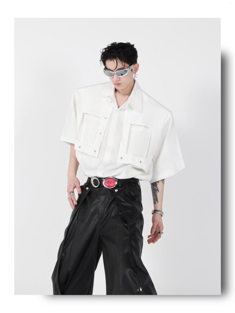 

Men's Casual Shirts -6XL 2022 Men Women Clothing Original Design Double Layer Deconstructed Shoulder Pad Shirt Plus Size Costumes, Black