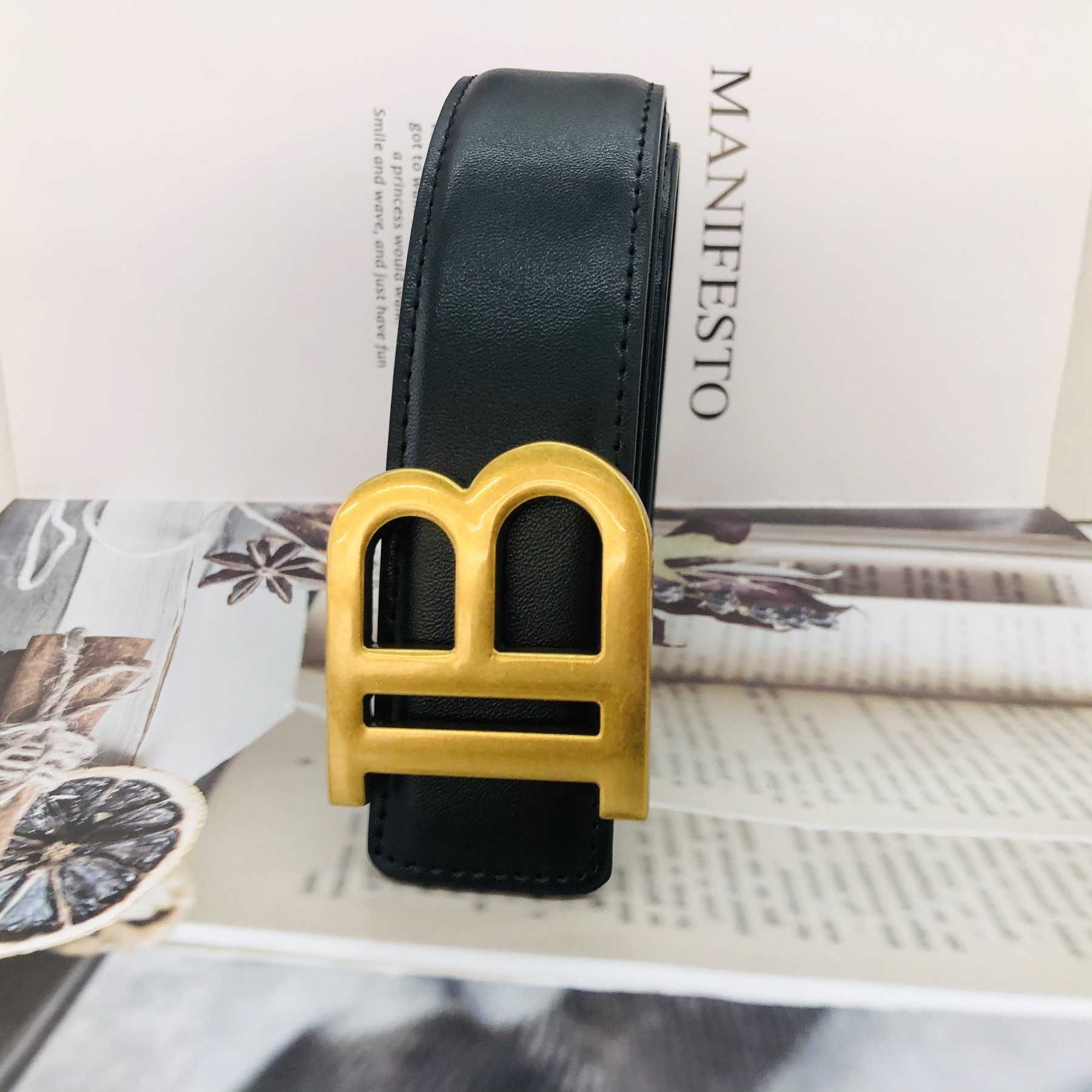 

Fashion Men's Classic Brand Belt Letter Buckle Boy's Leather Multi Functional Detachable Buckle Design 3.8cm Wide, Black