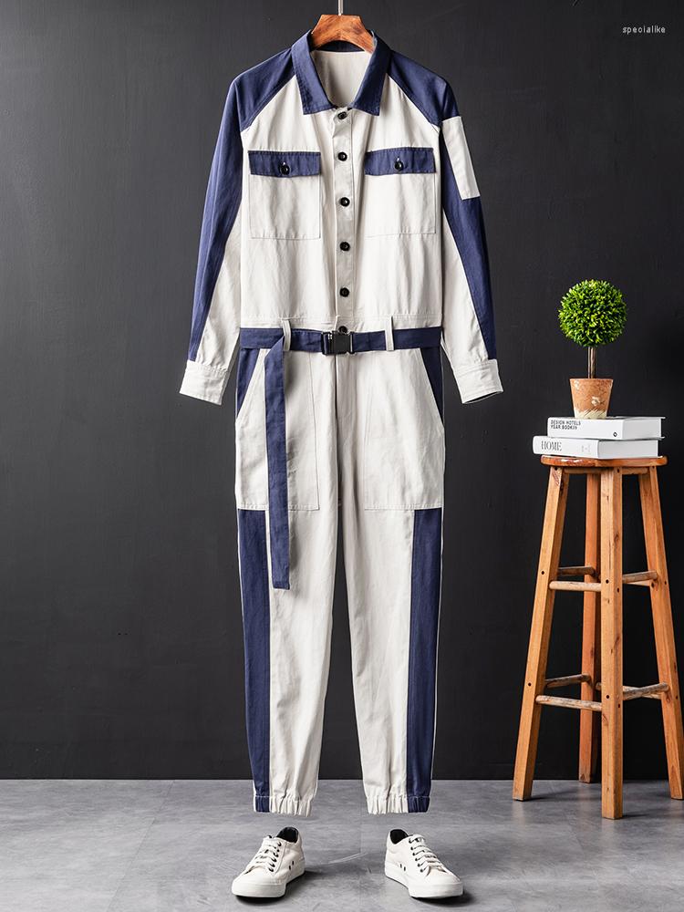 

Men' Pants Men Hit Color Jumpsuit Beam Feet Overalls Tide Personality And Women Loose Hip Hop One-piece Suit Autumn, Picture color