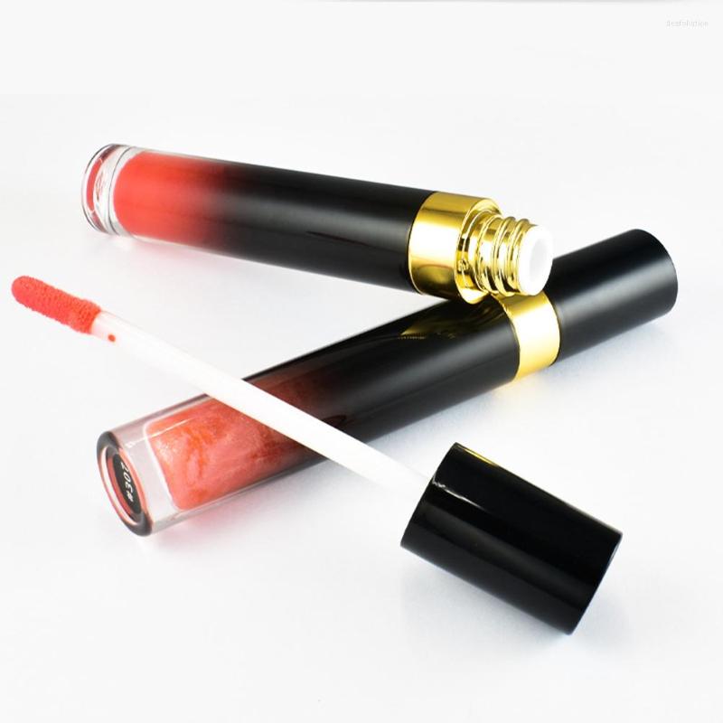 

Lip Gloss Black Round Tube Glaze Moisturizing Cosmetics Private Custom Bulk Wholesale, 5 pcs without logo