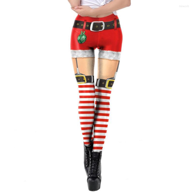 

Women's Leggings Christmas Striped Tights Funny Costumes For Women Skinny Jingle Bell Printed Red High Waist Sleep, Black