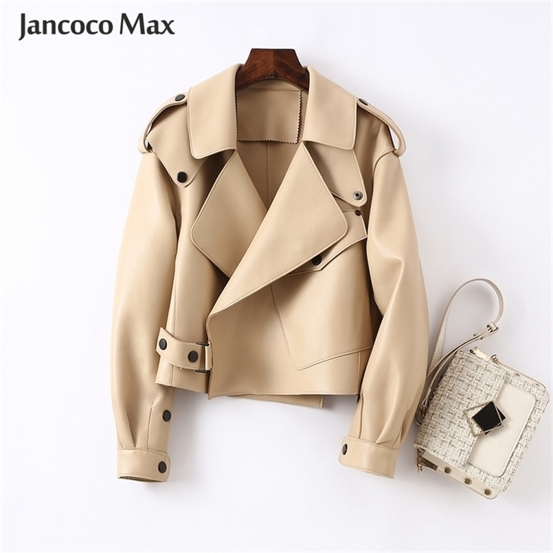 

Women's Leather Faux Sheepskin Coat For Women Jacket Winter Spring Moto Biker Genuine Top Quality Black S7547 221010