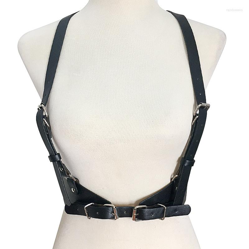 

Belts Fashion Black Dress Blets Suspenders Women Leather Body Harness Bondage Chest Lingerie Strap Wide Belt