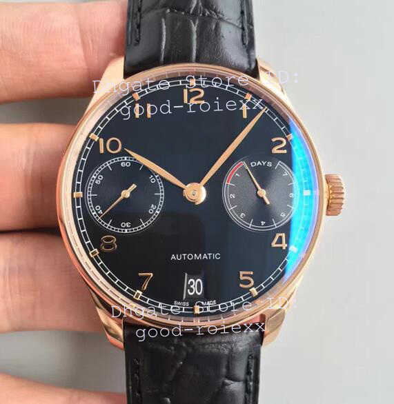 

Luxury Mens Watches Men's Watch Automatic Cal.51011 Rose Gold Calendar 500705 Leather Men Eta Power Date Reserve ZF Factory Wristwatches