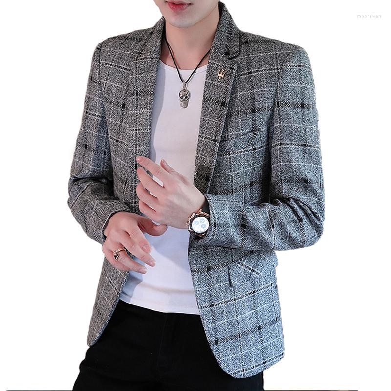 

Men's Suits 2022 Spring And Autumn Mens Luxury Fashion Personality One Button Suit Fit Leisure Comfort British Youth Blazer Coat, Gray
