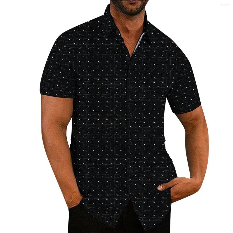 

Men's Casual Shirts Men's Shirt Blouse Male Turndown Collar Short Sleeve Print Tops Handsome Men Clothing Camisa Masculina, White